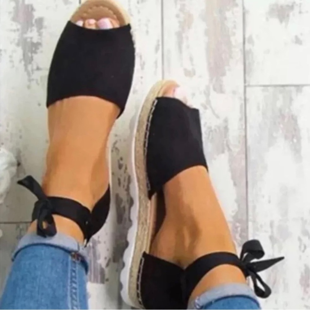 Black Espadrille Sandal Size 8